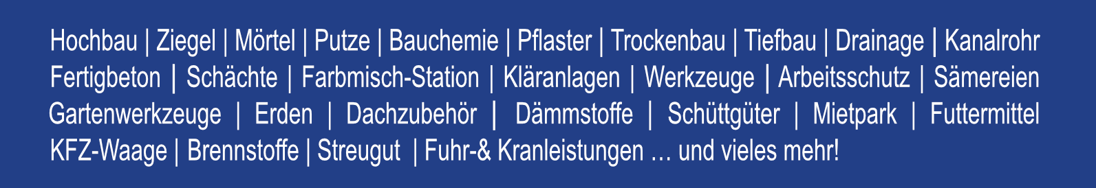 Ueberblick Sortiment